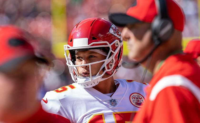 Patrick Mahomes up-close shot in helmet